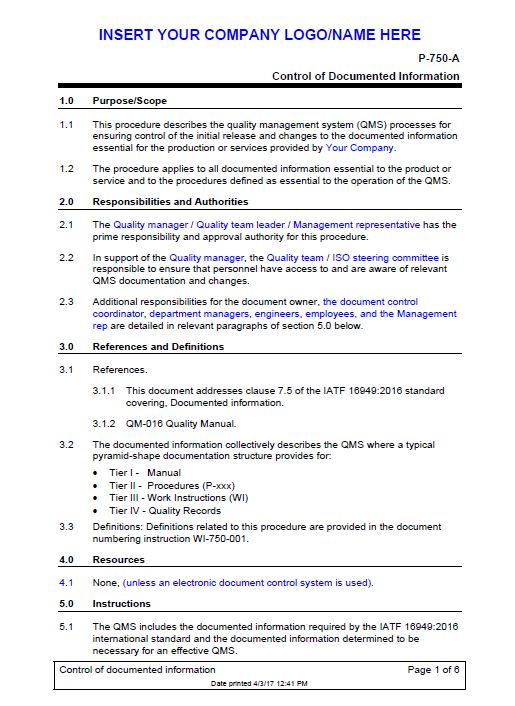 IATF 16949 Quality Manual and Procedures - IATF 16949 Store